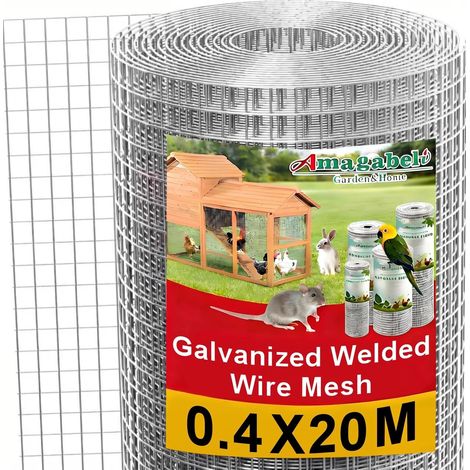 Grillage à Poule Galvanisé 0,4m x 20m - Maille Carrée 12,7mm - Clôture Rigide pour Volière (1/5)