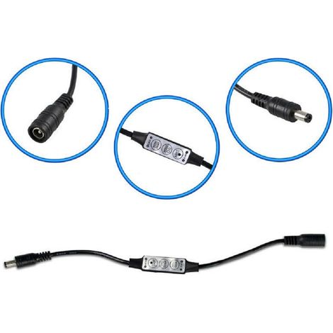 TrAdE Shop Traesio - Controller Strisce Led Dimmerabile Con Connettore Jack 5mm Maschio A Femmina - Nero