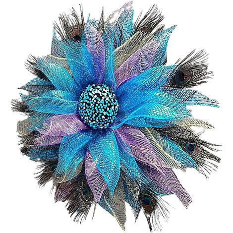 Couronne Décorative Artificielle en Plumage de Paon Bleu, Guirlande en Tissu Délicate pour Décoration de Fête et Maison, Ambiance Festive et Design Attrayant (1/5)