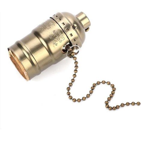Douille de Lampe, Douille de Lumière Vintage E27 avec Chaîne de Traction, 1 Pièce de Douille de Base à Vis Moyenne en Aluminium pour Lampadaire et Lampe de Table éclairage de Bricolage(Bronze (1/3)
