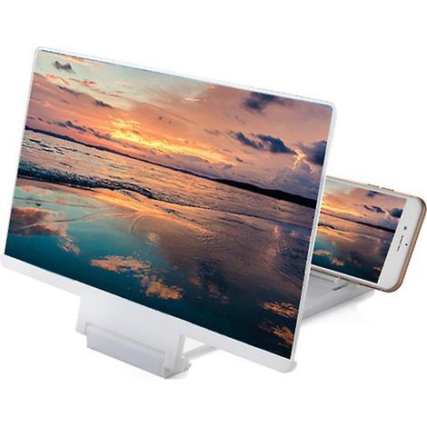 Amplificateur d'écran confortable pour téléphone portable, loupe et écran de projection pour films, vidéos et jeux à domicile (blanc) (1/4)