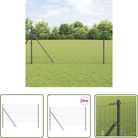 vidaXL Clôture en acier et PVC -  Clôture avec poteau Gris 1 x 25 m Acier et PVC (1/5)