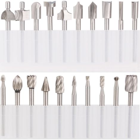 Fraises à Défoncer, 20Pcs 3mm 1/8" fraises acier rapide fraises à Bois Kit d'Accessoires Fraises à Défoncer pour Outil Multifonction Rotatif Pour (1/2)