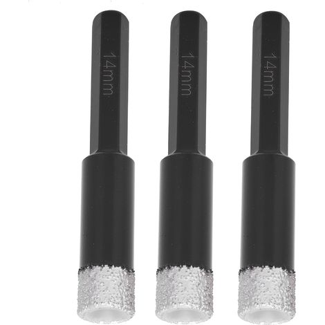Lot de 3 forets diamantés brasés sous vide pour carrelage à sec, marbre et granit, scie cloche de 14 mm (1/5)