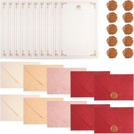 30 Pièces L'ensemble de Papeterie Vintage Papier, 10 Enveloppes (1/5)
