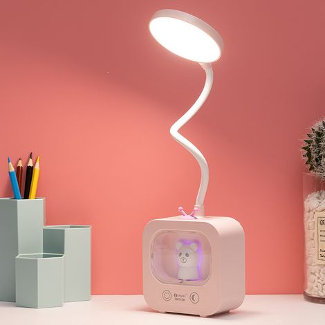 Lampe de lecture LED rechargeable pour bureau, chevet ou dortoir (rose) (1/4)