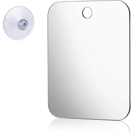 Ncheli Miroir de Rasage Anti-Buée Incassable avec Ventouse - Miroir Mural Salle de Bain/Douche/Camping - Portable 17x13cm (sans Cadre) (1/5)