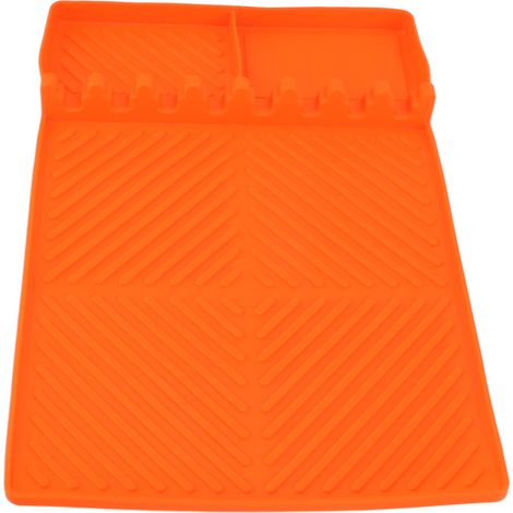Set de 8 emplacements de cuisson en silicone antidérapant 16x11,5 pouces, résistant à la chaleur, facile à nettoyer, accessoires de plancha orange (1/5)