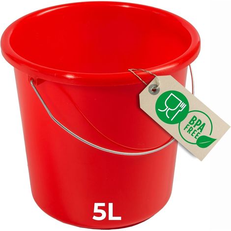 Seau Novaliv 5L rouge avec échelle de mesure - seau de nettoyage 5 litres  22,5 cm Pratique et polyvalent avec échelle pour la maison et le jardin