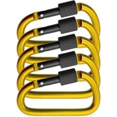 (78×42×7mm) Pack of 5 large screwgate carabiners, carabiners for attaching equipment, aluminum (1/4)