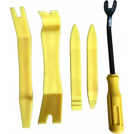 Kit di smontaggio autoradio da 5 pezzi gialli, attrezzi in sacchetto (1/5)