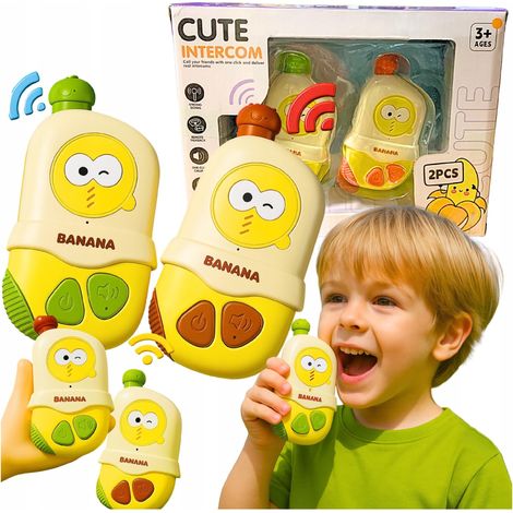 Conjunto de walkie-talkies, teléfono de juguete con sonidos de plátano, walkie-talkie para niños