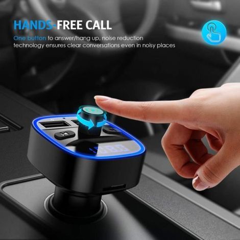 Criacr Transmetteur FM Bluetooth, Bluetooth Lecteur MP3 Adaptateur Radio sans Fil Kit Émetteur FM Voiture Chargeur, Appel Mains L (1/4)