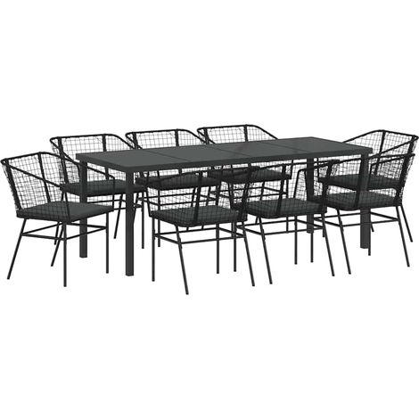Maison Exclusive - Set da Pranzo per Giardino 9 pcs Nero polyrattan