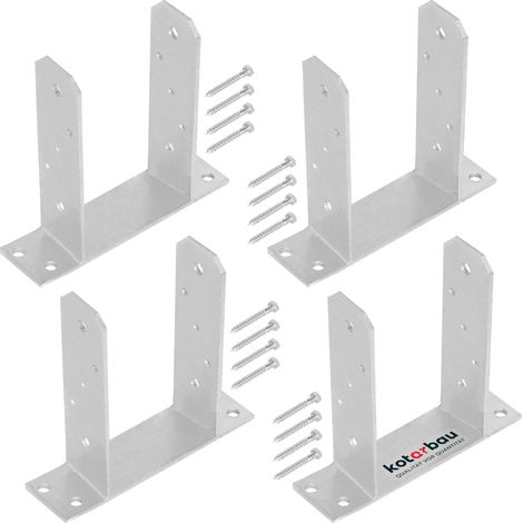 KOTARBAU® 4 Pièces Support Poteau Bois - à Visser - TT - Acier Galvanisé - 90 mm - Argent - Pied de Poteau - Fixation Robuste - Embase (1/5)