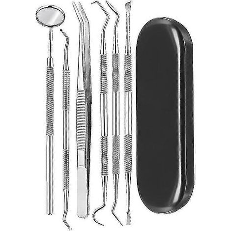 Boîte de 6 miroirs dentaires, détartreurs en forme de faucille et outils de nettoyage des dents (1/4)