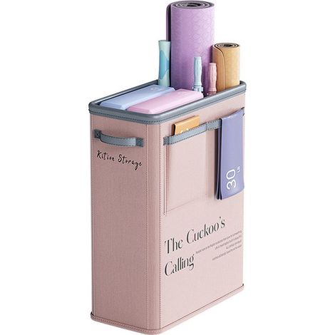 Une boîte de rangement rose pour tapis de yoga (523920cm) et un panier de rangement pliable pour tapis de yoga et autres articles divers. (1/5)