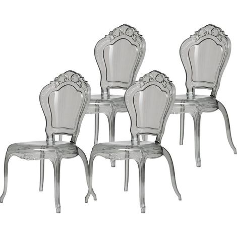 Set 4 sillas de policarbonato transparente Silla de cocina/sala de estar Sillones de plástico para comedor Sillón dormitorio (1/5)