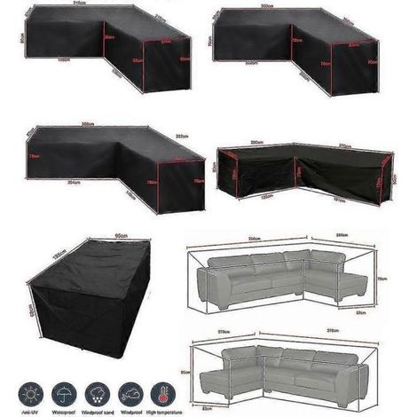 Housse De Canapé D Angle - Tissu Oxford Imperméable - Pour Mobilier De Jardin Extérieur - 1 Pièce (1/5)
