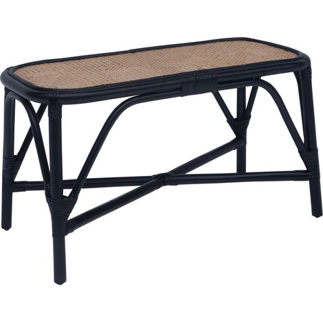 Panca camera da letto in rattan naturale Chillvert Parma 78x73x43 cm Design Bicolore Nero e Vimini marrone