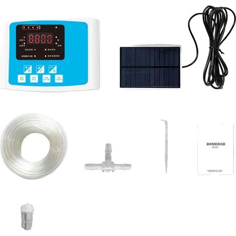 Kit d'irrigation goutte à goutte automatique, alimenté par énergie solaire, minuterie programmable, Pompe double Bule 10m (1/2)