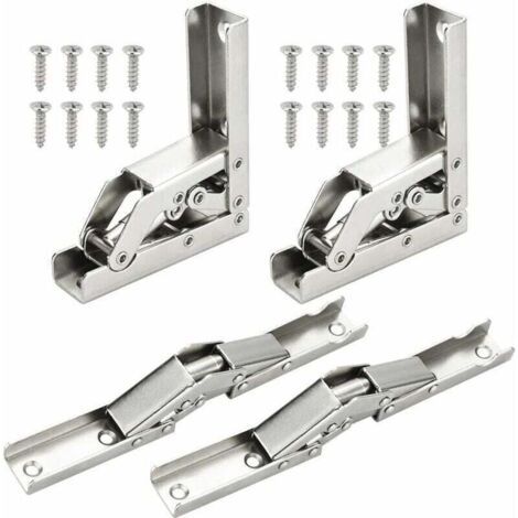 4 PCS Charnières Pliant 90 Degré Plein Recouvrante Charniere Porte en Acier Inoxydable Charniere Meuble Cuisine Invisible avec 16 Vis pour Fermeture d’Armoire de Porte Placard 6.86.82.2cm