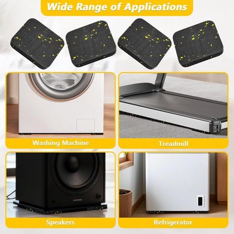Amortiguadores para lavadora - Amortiguadores de vibración - Estabilizador de electrodomésticos - Tamaño universal - 8 piezas - Negro (1/4)