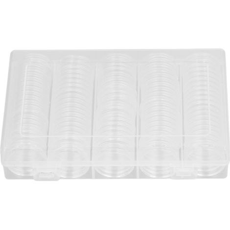 100 Stück Münzkapseln (17 bis 30 mm), 5 Größen, transparente Schutzhülle mit Schaumstoffdichtungen (1/5)