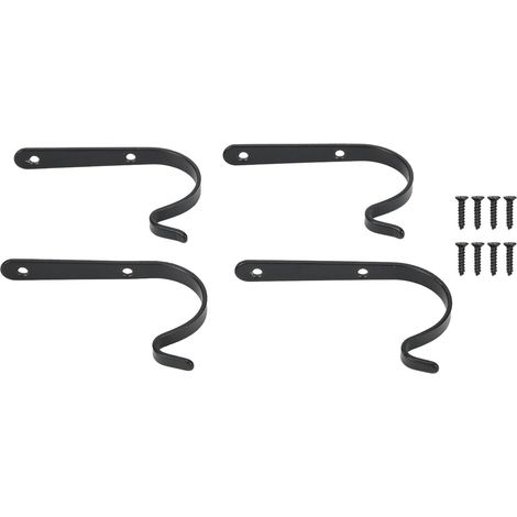 Juego de 4 soportes curvos de hierro para colgar en la pared, para macetas, comederos para pájaros, faroles, plantas, estilo vintage, color negro (1/5)