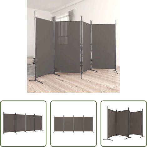 Raumteiler - 4-tlg. Paravent Anthrazit 346x180 cm Stoff (1/5)