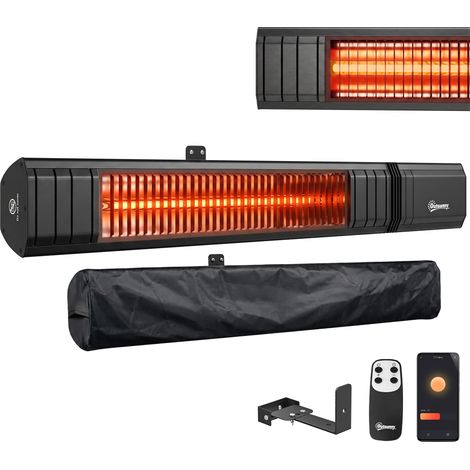 Outsunny calefactor por infrarrojos para terraza 2000 w, de aluminio con ip65, control por app/táctil/mando, 9 niveles calor, temporizador 24 h, funda (1/5)