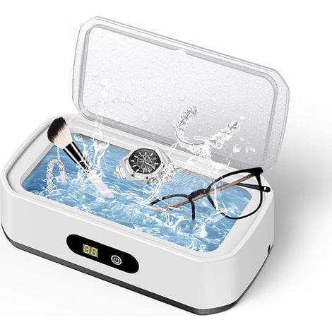 Nettoyeur à ultrasons, nettoyeur de bijoux à ultrasons avec minuterie 3 modes, réservoir en acier inoxydable pour lunettes, bagues, boucles d'oreilles, colliers (1/5)