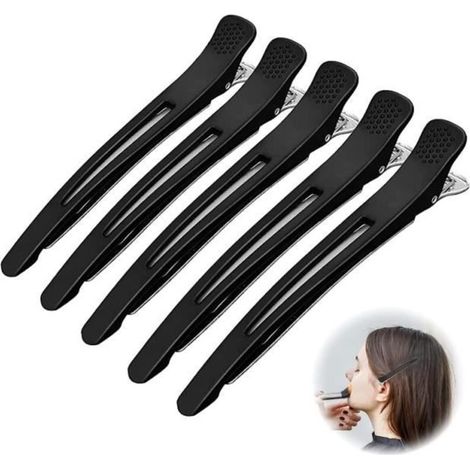 (Noir)Pince à Cheveux - Canard - 5 Pièces - Antidérapantes - Plastique - Noir (1/4)