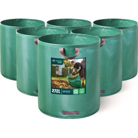 0 – 6er-Pack Abfallbeutel 272 l – max. 50 kg – 3 verstärkte Griffe – 150 g/m² Polypropylen – Robust und wiederverwendbar (1/5)