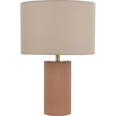 Lampe à poser Tokio beige verre, abat-jour tissu E27 (1/5)