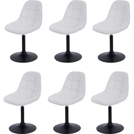 [NEUWERTIG] 6er-Set Esszimmerstuhl HHG-837, Küchenstuhl Stuhl Drehstuhl, Stahl MVG Stoff/Textil Chenille (465g/m²) creme
