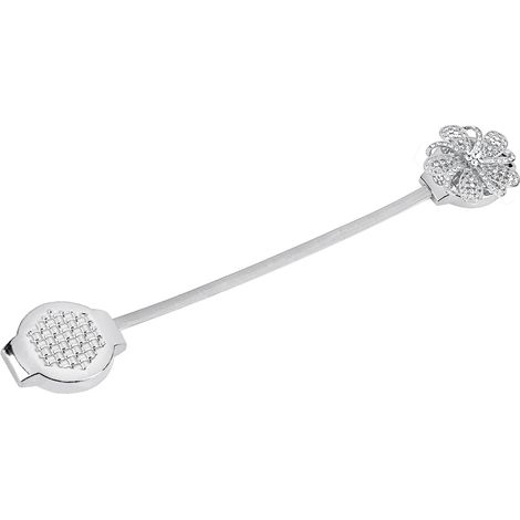 Pince à rideau magnétique rétractable en forme de fleur, boucle porte-ceinture, accessoires de ceinture, couleur argent (1/5)