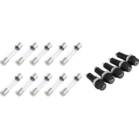 10 flinke Glasrohrsicherungen 6 x 30 mm 250 V 10 A und 5 Einbau-Sicherungshalter 6 x 30 mm 125 V AC 15 A (1/5)