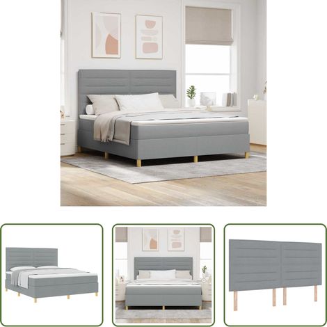Matratze -  Boxspringbett mit Matratze Hellgrau 180 x 200 cm Stoff (1/5)