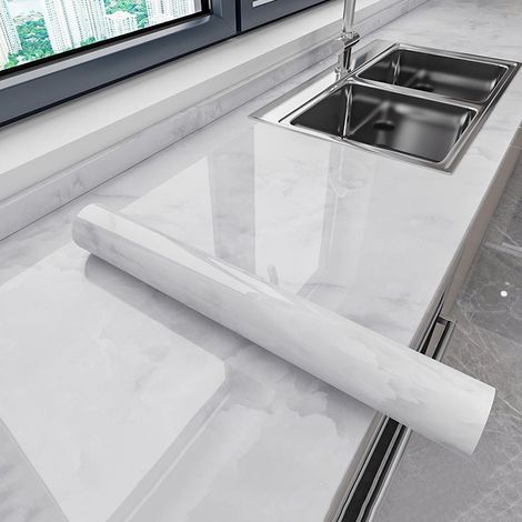 Autocollant gris clair résistant à l'huile de cuisine, film protecteur auto-adhésif imperméable et antisalissure pour comptoir, 60CM x 1M (1/3)