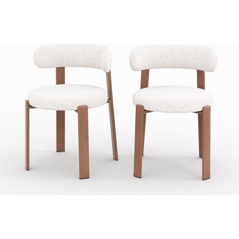 Lot de 2 chaises en tissu texturé greige, pieds en métal - Aura