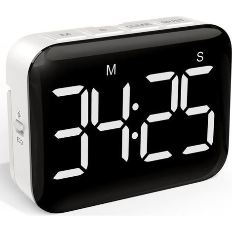 Minuteur de Cuisine Numérique,4 Pouces LED Timer Minuterie,pour Les Enfant et Anciens Minuterie - Piles not Inclduses(1pc,Blanc) (1/5)