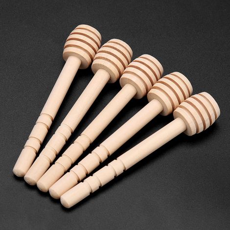 Lot de 24 cuillères en bois pour miel, sirop et confiture, baguettes doseuses 10 cm, ustensiles de cuisine pour mélanger et servir (1/5)