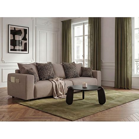 BOBOCHIC - Canapé droit convertible SIDONIE avec coussins à motif léopard