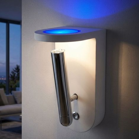 Wandlampe Innen modern Wohnzimmer Wandleuchte mit beweglichem Spot aus Gips, weiß Gläser tauschbar, 4,2 Watt 180 Lumen 3000 Kelvin, HxB 22x10,5 cm (1/5)