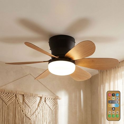 LED Ventilatore da soffitto Ventilatore da soggiorno Lampada Dimmerabile Metallo Nero D 50 cm