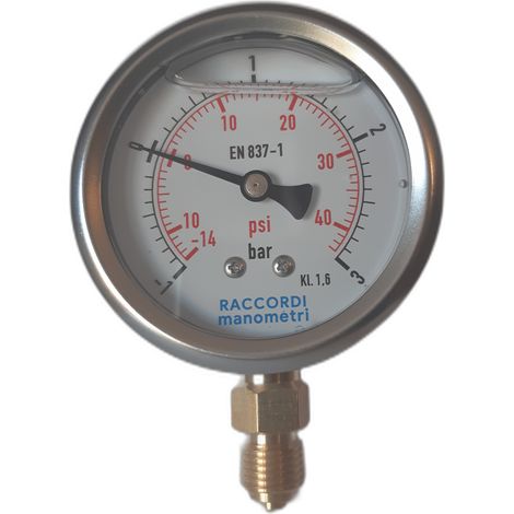 Manómetro de vacío inferior (-1-+3 BAR) rosca 1/4" (1/5)
