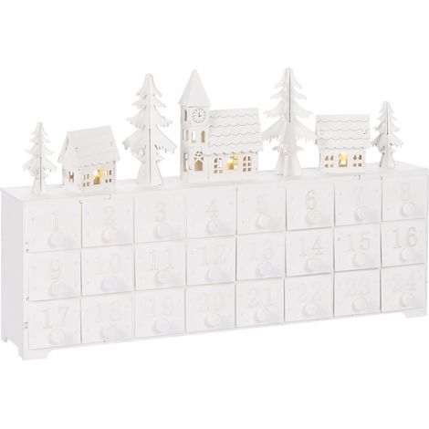 Weihnachtsdekoration LED MUONIO 24 cm Adventskalender Weiß (1/5)