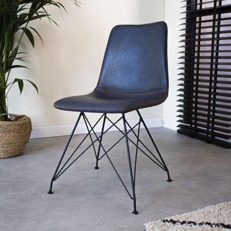 Chaise de salle à manger industrielle Viano Bleu - Sans (1/5)
