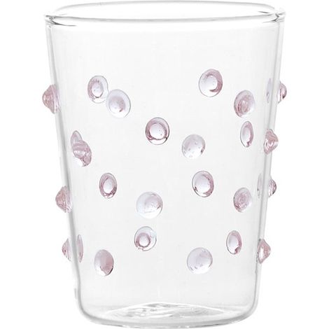 Zafferano Set 6 Bicchieri Party Tumbler Junior in Vetro Borosilicato Colore Rosa, Ideali per Liquori, Salse e Servizio Tavola Design Pois